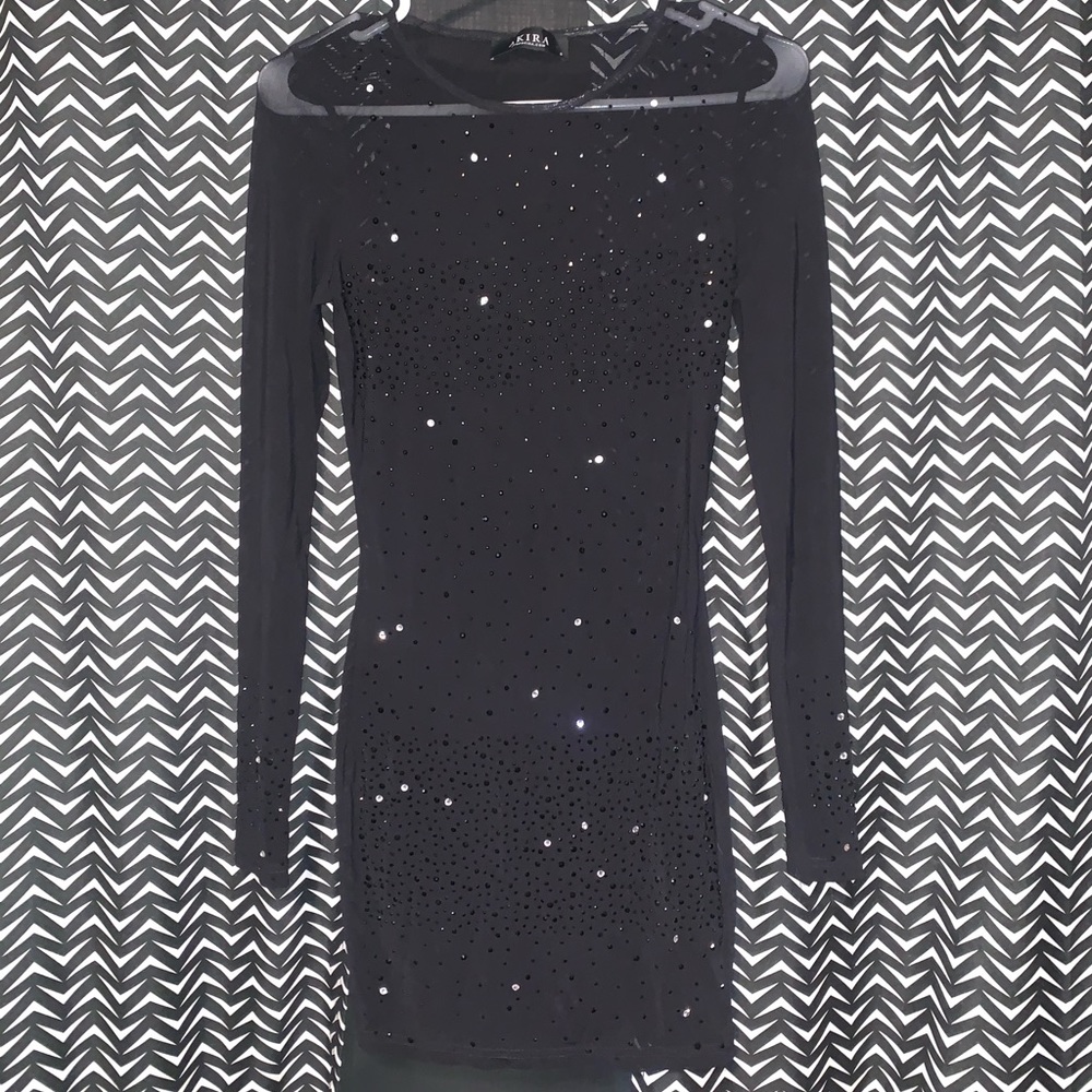 AKIRA Embellished Mesh Mini Dress